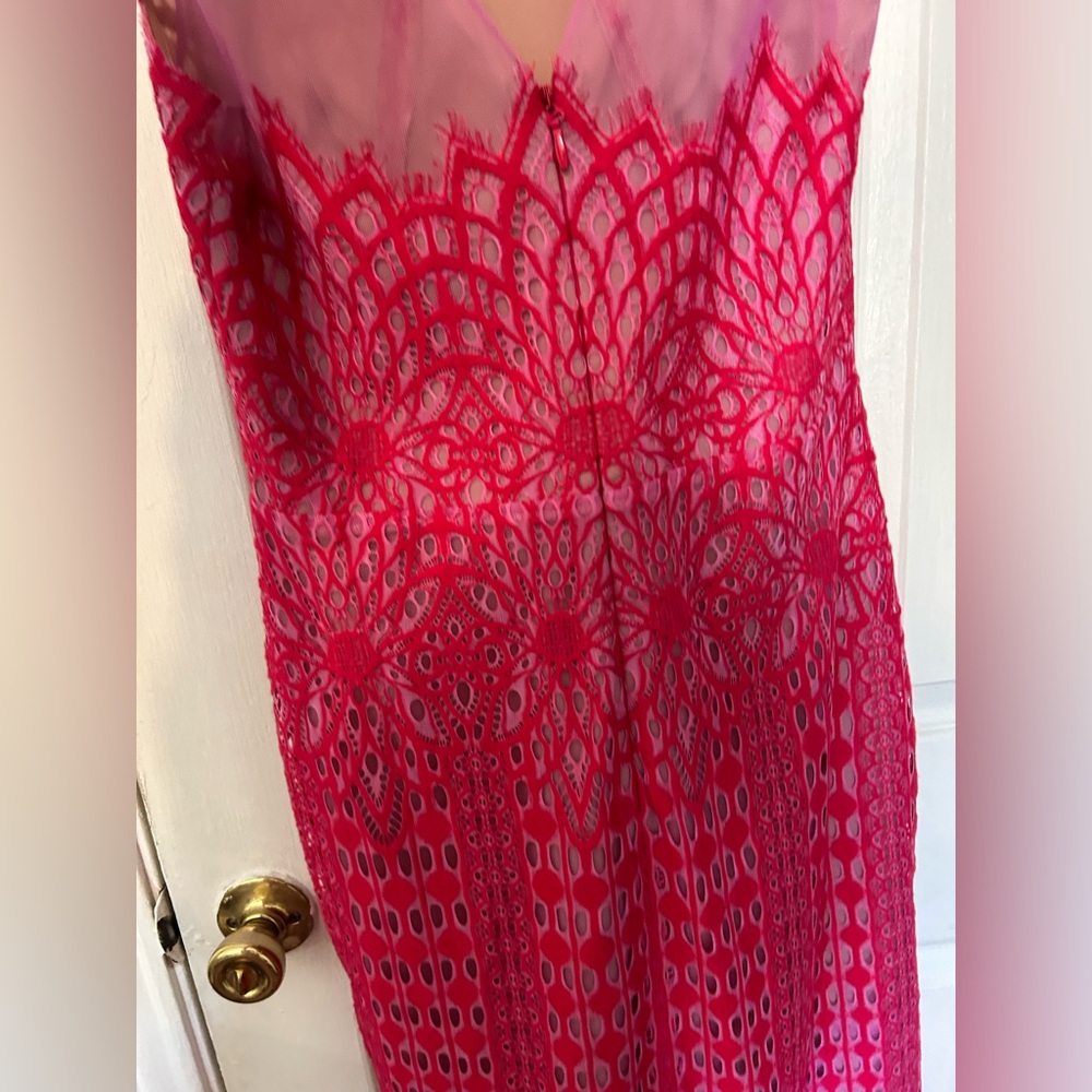 BCBG Maxazria Elinor Sleeveless Lace Gown Pink Rasberry Size 8 - Picture 16 of 17